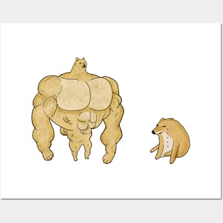 Swole Buff Doge VS Cheems Dank Meme Posters and Art